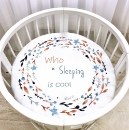 Husa saltea rotunda patut bebe copii cu elastic, Slepping is cool (7)